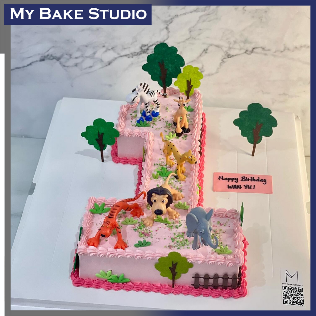 Monogram Safari Cake