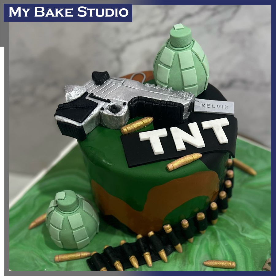 Gun and Grenade Cake