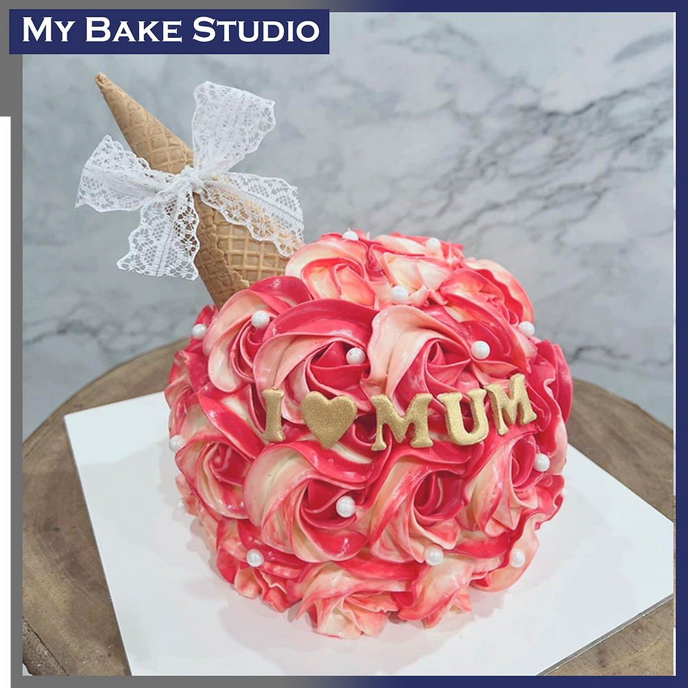 Bouquet Rosette Icecream Cone Cake